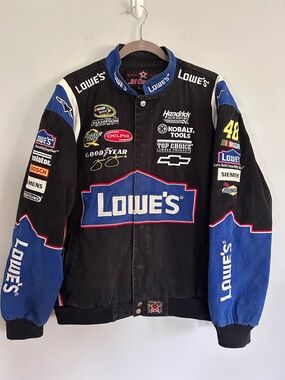 JH Design Jimmie Johnson #48 Lowe’s NASCAR Racing Jacket L Vintage Y2K Champion
